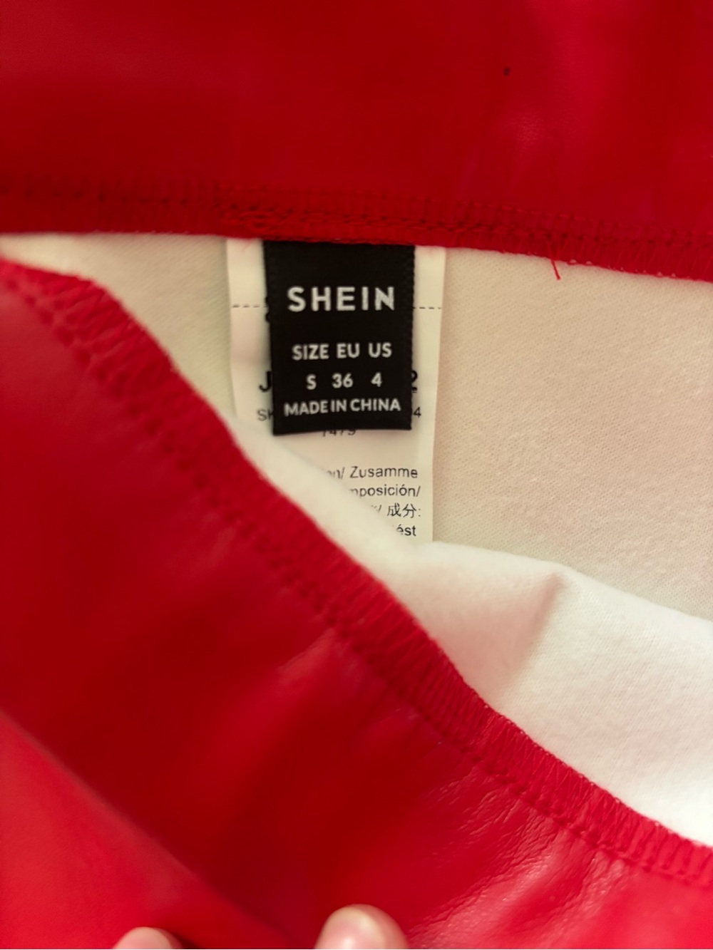 SHEIN Red Faux Leather Mini Skirt with Slit – Size S / US 4 - Picture 3 of 3